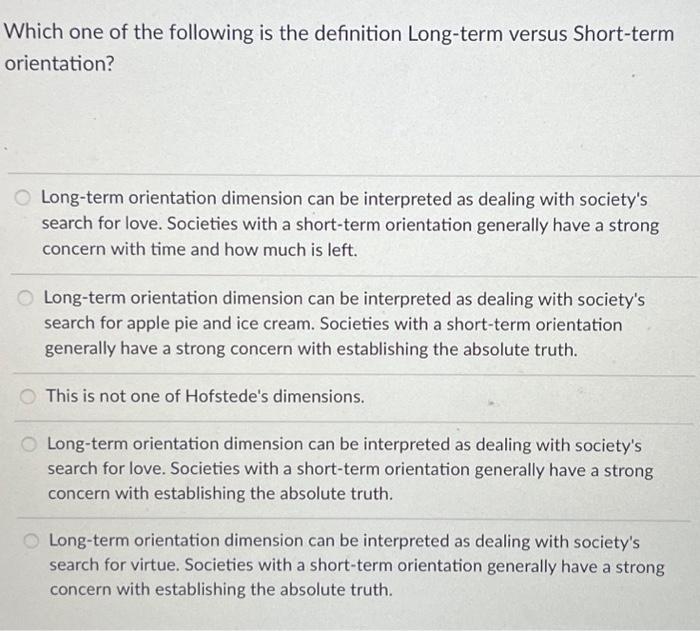 Long-Term vs. Short-Term Orientation