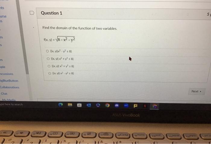 Solved Find the domain of the function of two variables. | Chegg.com