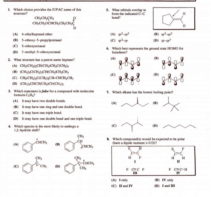 Solved 1. Which choice provides the IUPAC name of this | Chegg.com