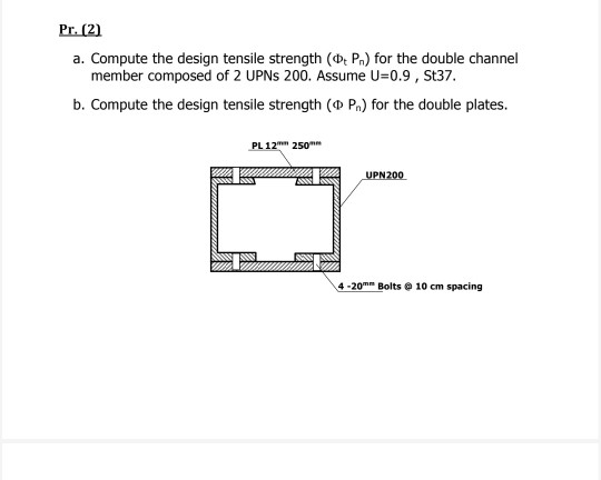 Solved Pr. (2) a. Compute the design tensile strength (oP) | Chegg.com