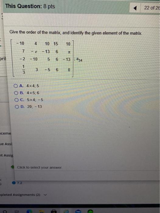 Solved This Question: 8 pts 22 of 2 Give the order of the | Chegg.com