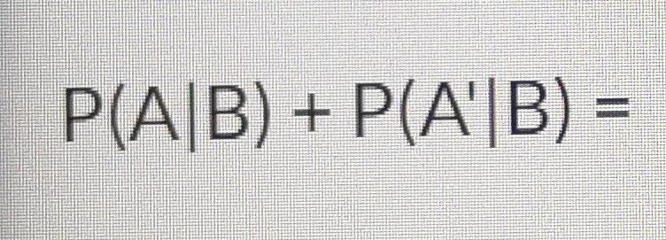 Solved P(A/B) + P(A'|B) = | Chegg.com