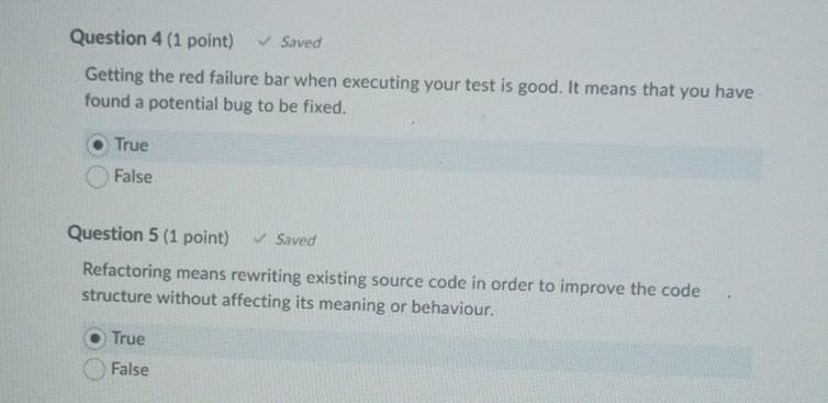 Solved Question 4 (1 point) Saved Getting the red failure | Chegg.com