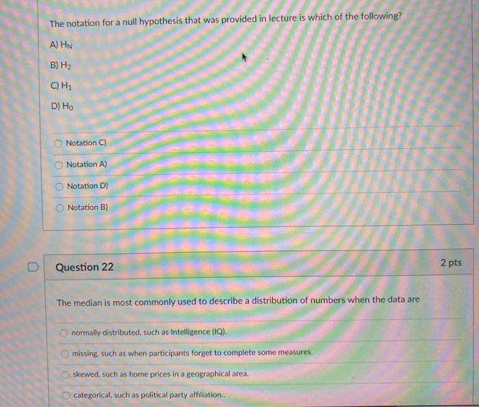 Solved The notation for a null hypothesis that was provided | Chegg.com