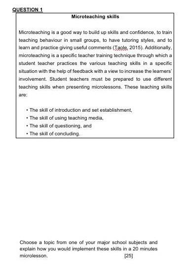 Solved QUESTION 1 Microteaching skills Microteaching is a | Chegg.com