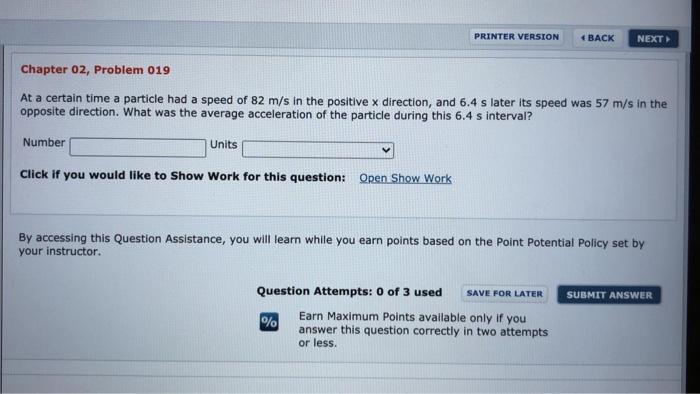 Solved PRINTER VERSION 4 BACK NEXT Chapter 02, Problem 019 | Chegg.com