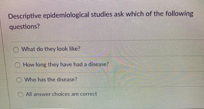 descriptive epidemiology research questions