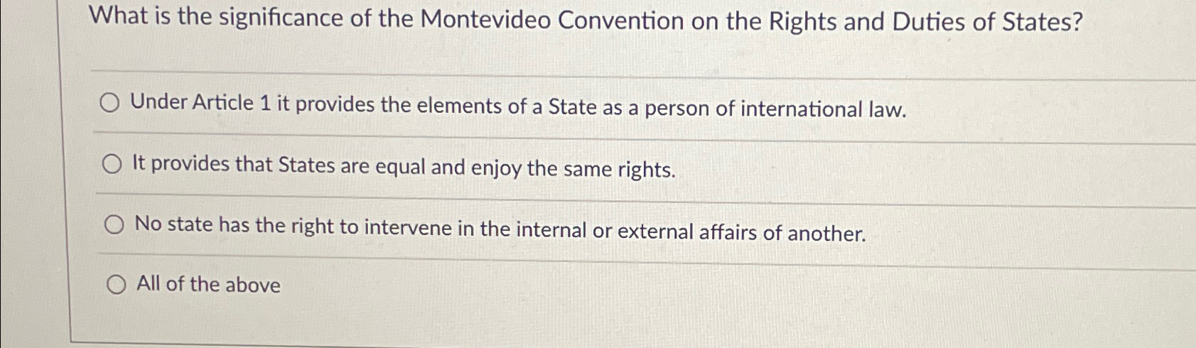 Solved What is the significance of the Montevideo Convention | Chegg.com