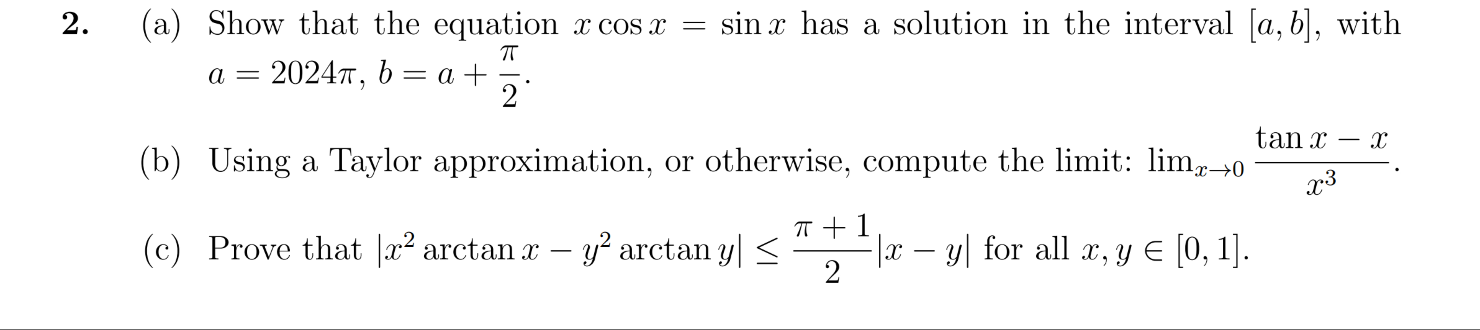 [Solved]: (a) Show that the equation xcosx=sinx has a solut