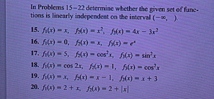 Solved In Problems 15-22 determine whether the given set of | Chegg.com