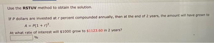 Solved Use the RSTUV method to obtain the solution. If P | Chegg.com