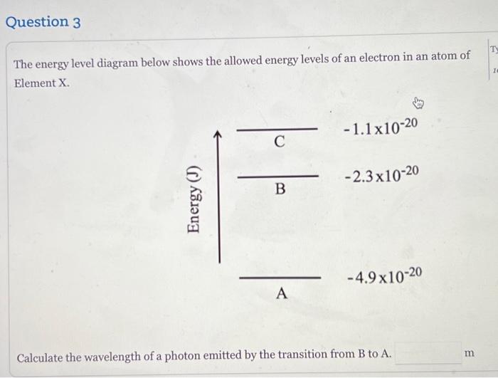 Solved Question 3 1 The energy level diagram below shows the | Chegg.com