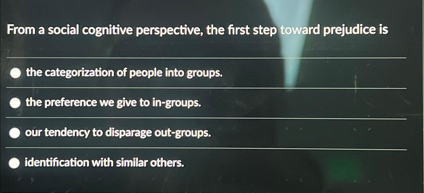 Solved From a social cognitive perspective, the first step | Chegg.com