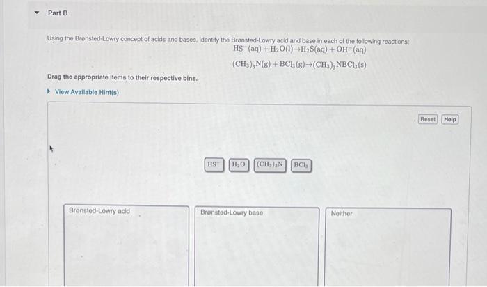 Solved Part A Using the Arrhenius definition of acids and | Chegg.com