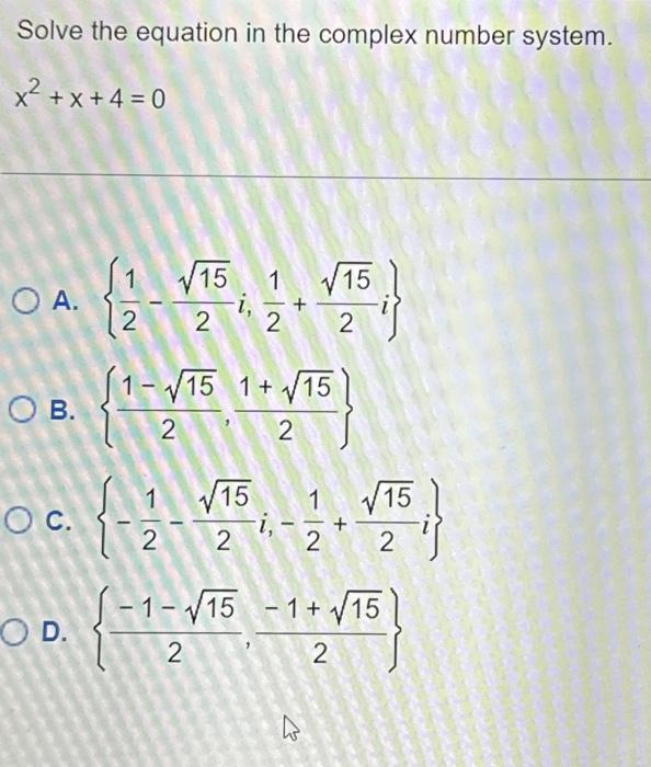 Solved Solve the equation in the complex number system. | Chegg.com