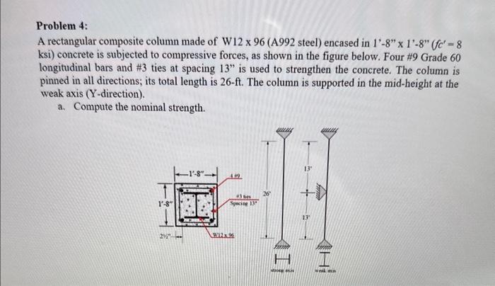 Solved Problem 4: A rectangular composite column made of W | Chegg.com