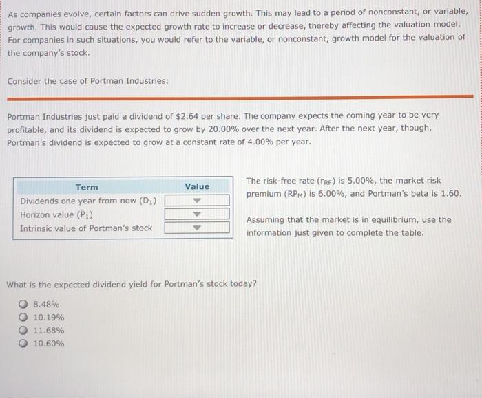 Solved As companies evolve, certain factors can drive sudden | Chegg.com