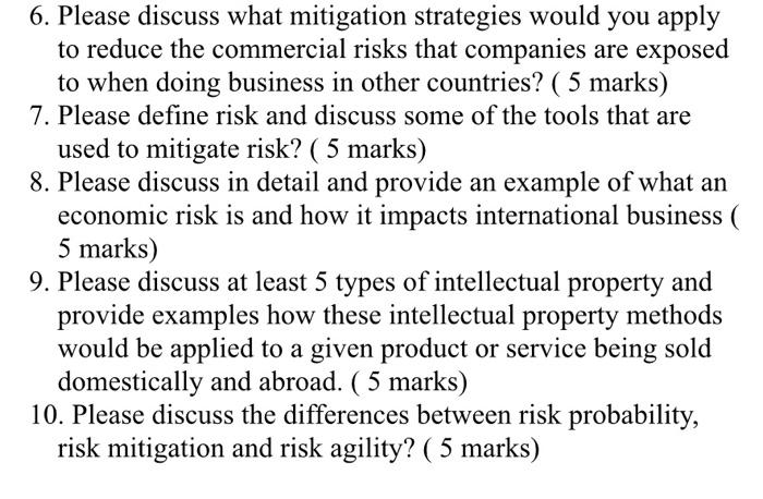 Solved 6. Please discuss what mitigation strategies would | Chegg.com