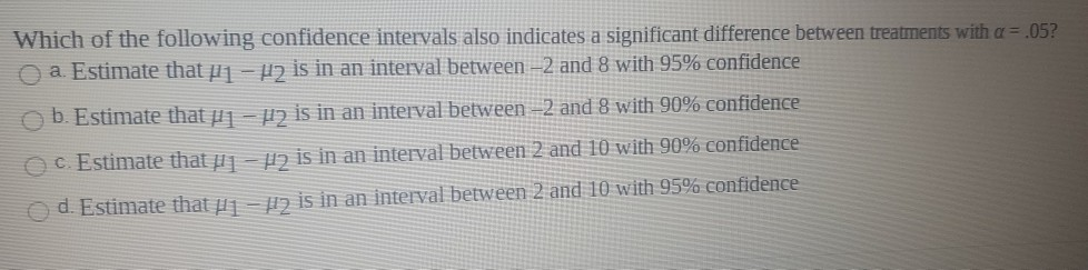 Solved Which of the following confidence intervals also | Chegg.com