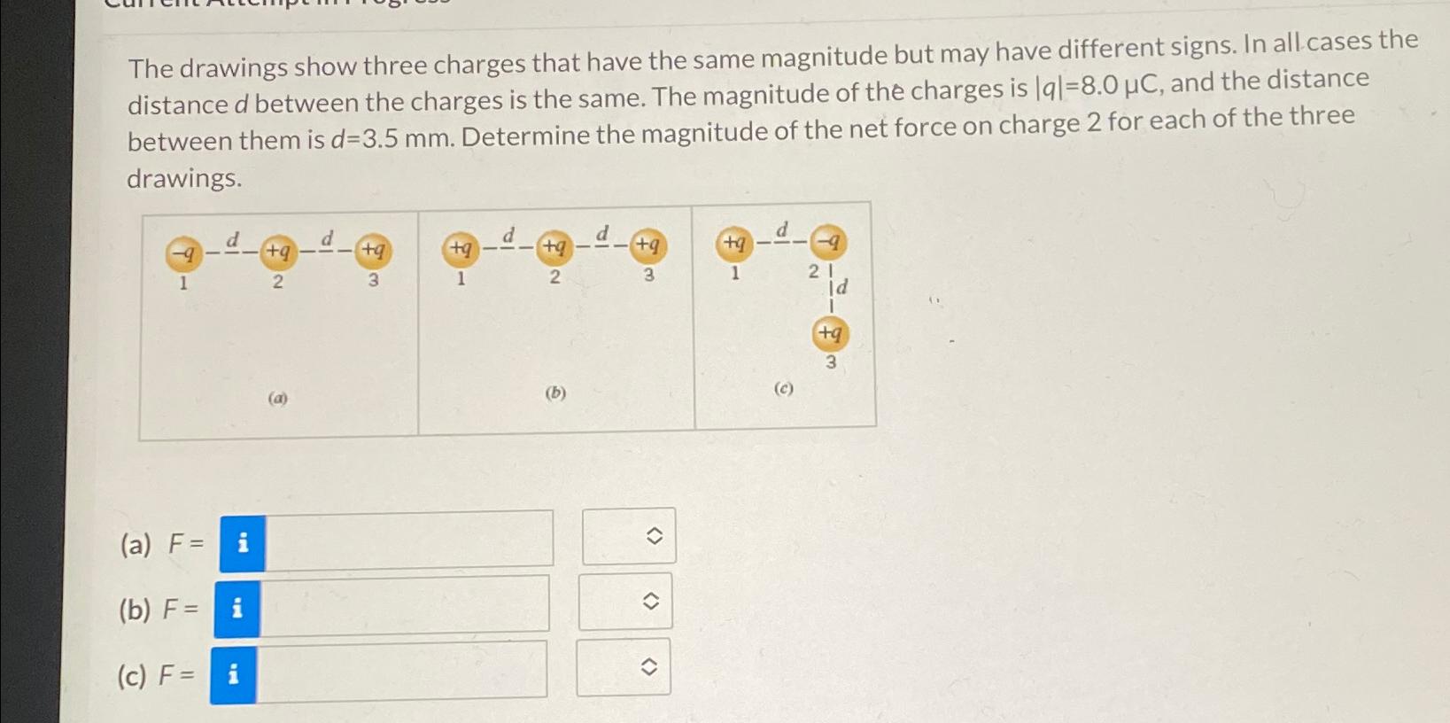 Solved The drawings show three charges that have the same