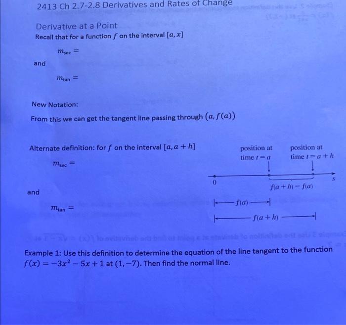 Solved 2413 Ch 2.7−2.8 Derivatives and Rates of Change | Chegg.com
