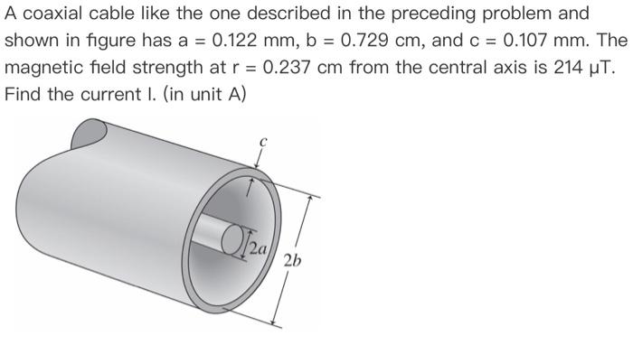 Solved A coaxial cable like the one described in the | Chegg.com