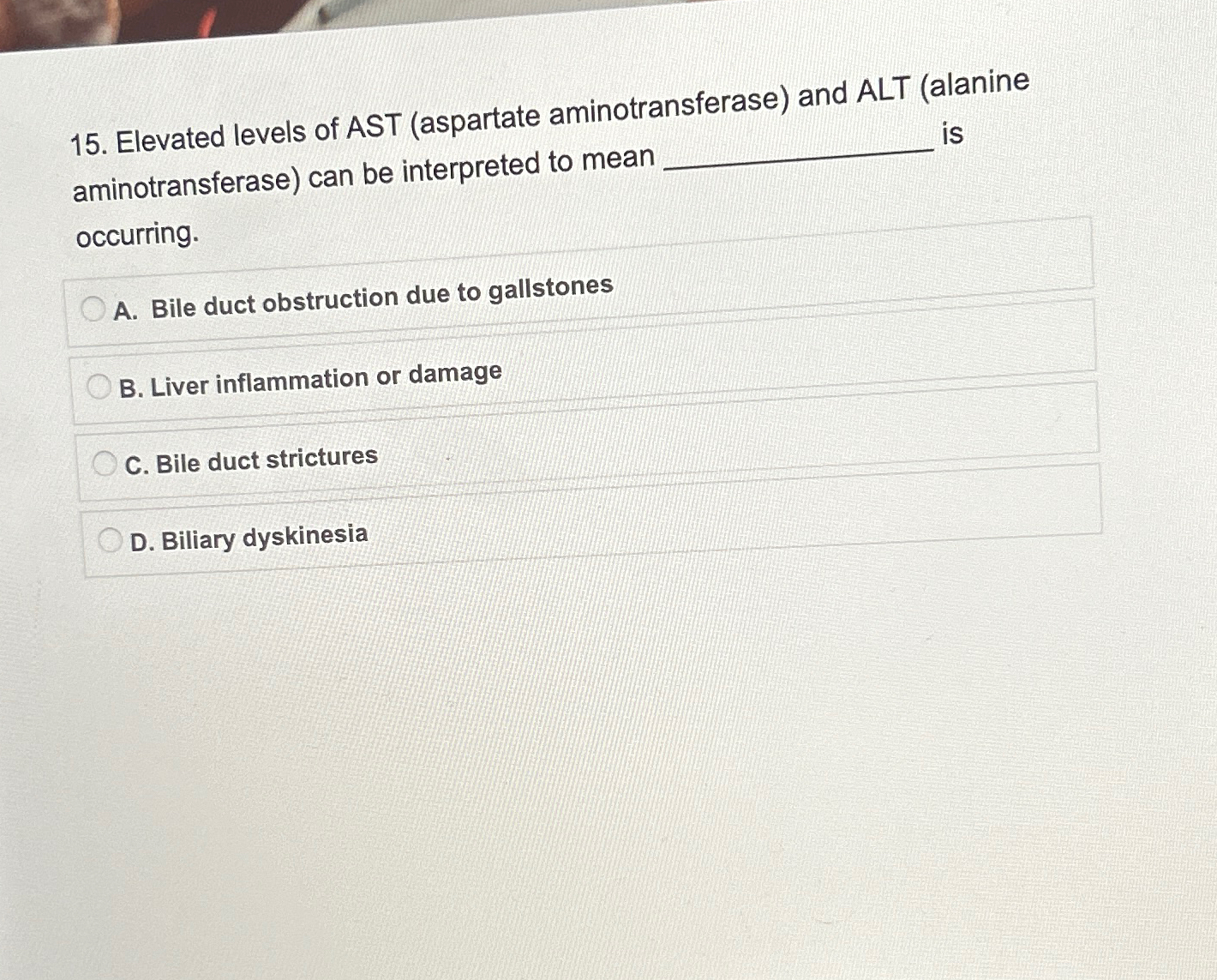 Solved Elevated levels of AST (aspartate aminotransferase) | Chegg.com