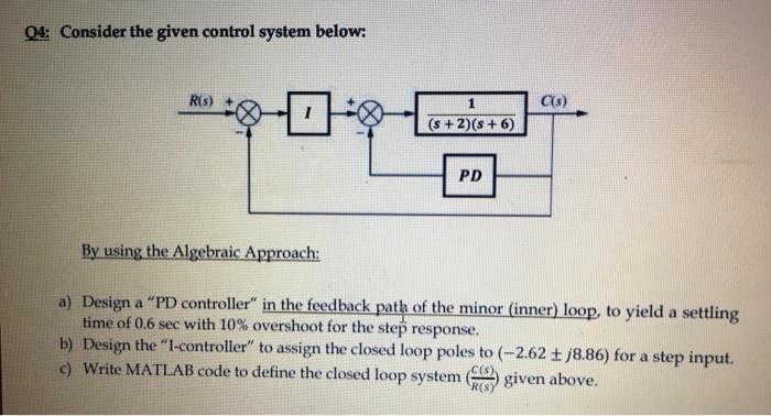 Solved 04: Consider the given control system below: R(s) | Chegg.com