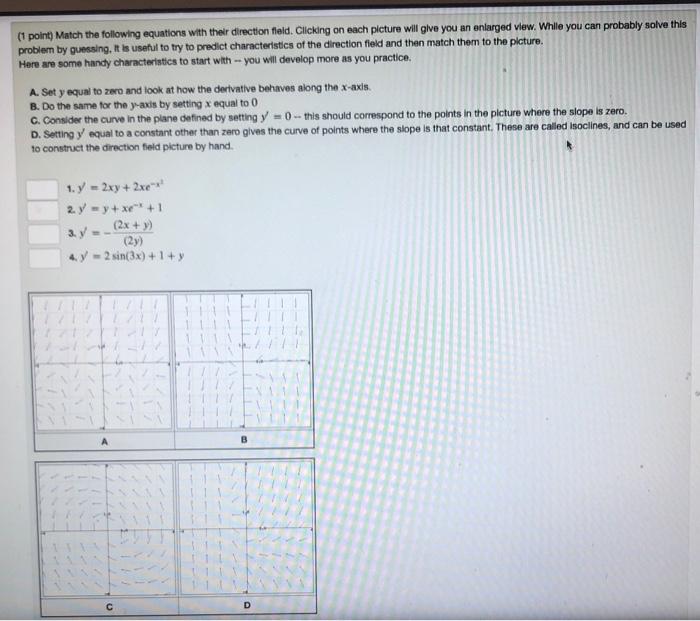 Solved (1 point) Match the following equations with their | Chegg.com