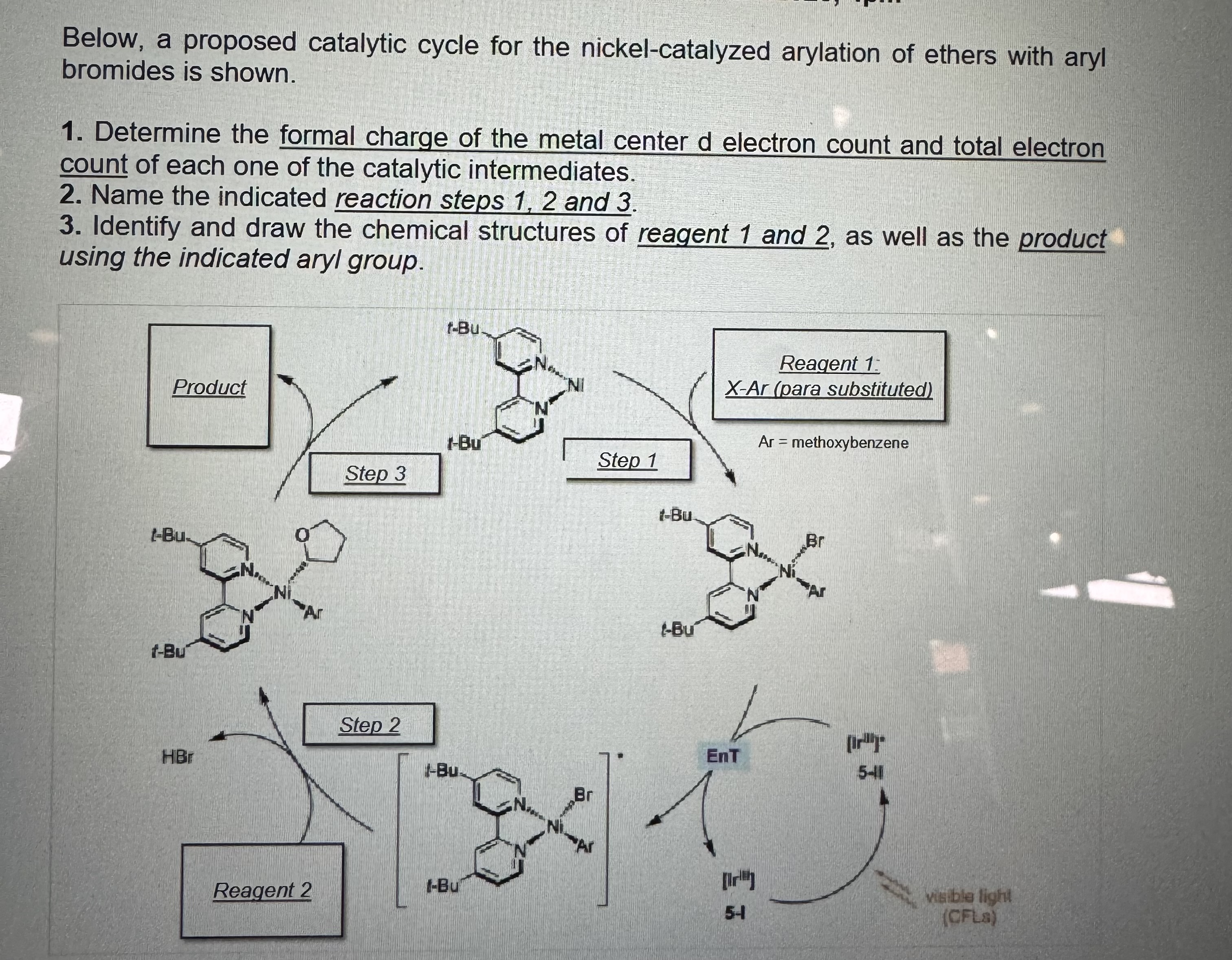 Below, a proposed catalytic cycle for the | Chegg.com