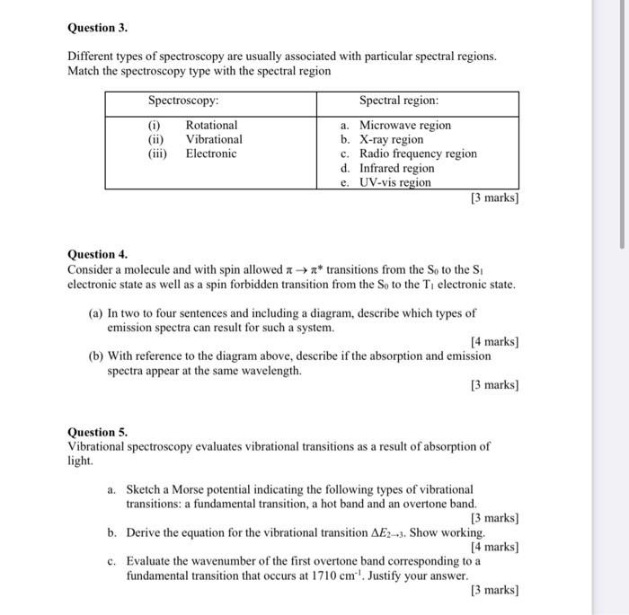 Solved Question 3. Different types of spectroscopy are | Chegg.com