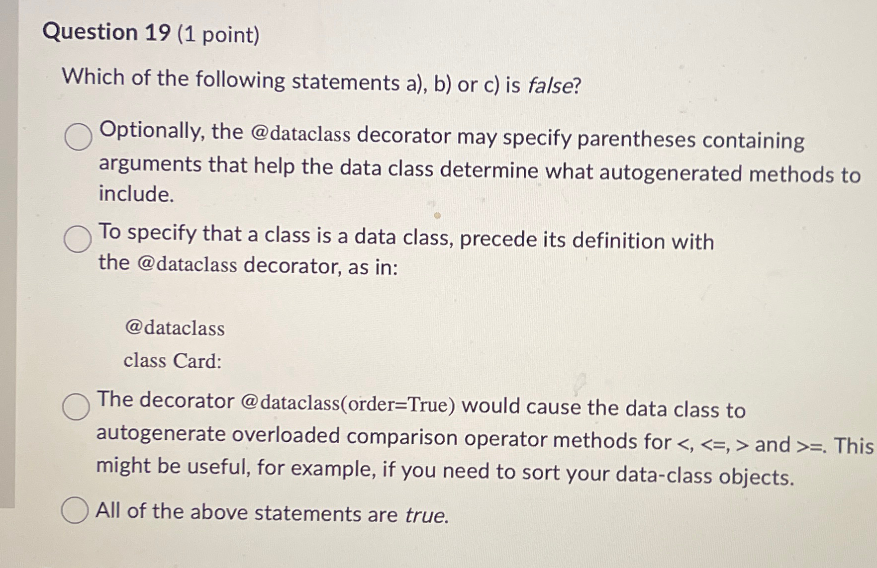 Solved Question 19 (1 ﻿point)Which of the following | Chegg.com
