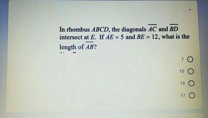 Solved In Rhombus Abcd The Diagonals Ac And Intersect Chegg Com