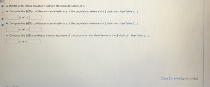 Solved A sample of 20 items provides a sample standard | Chegg.com