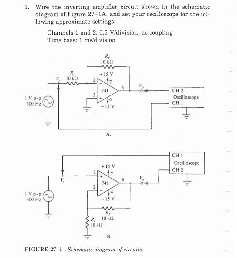 Solved 1. Wire the inverting amplifier circuit shown in the | Chegg.com