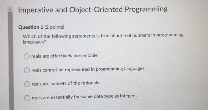 Solved Imperative and Object-Oriented Programming Question 1 | Chegg.com