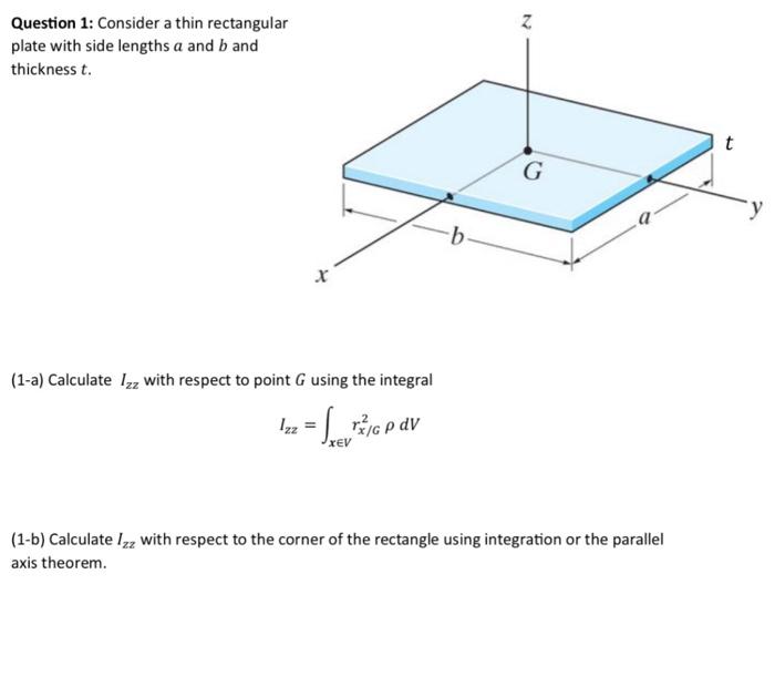 Solved Question 1: Consider a thin rectangular plate with | Chegg.com