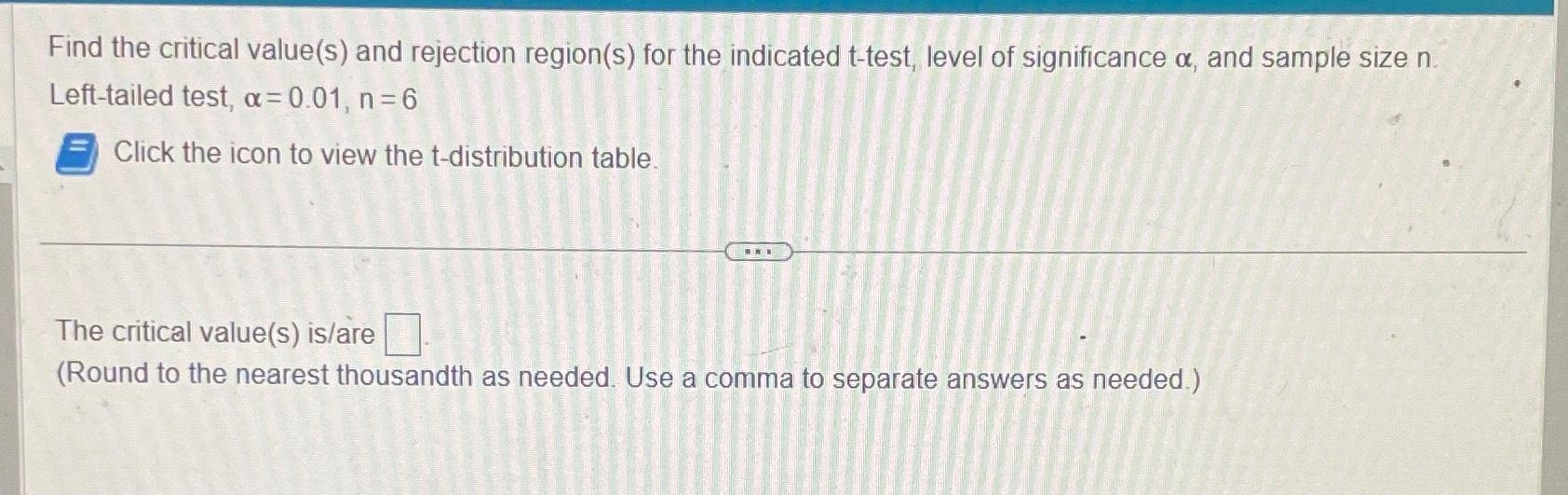 Solved Find the critical value(s) ﻿and rejection region(s) | Chegg.com