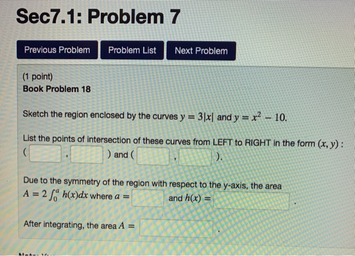 Solved Sec7.1: Problem 1 Previous Problem Problem List Next | Chegg.com