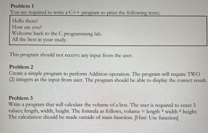 Solved Problem 1 You are required to write a C++ program to | Chegg.com