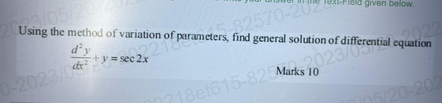 Solved Using the method of variation of parameters, find | Chegg.com