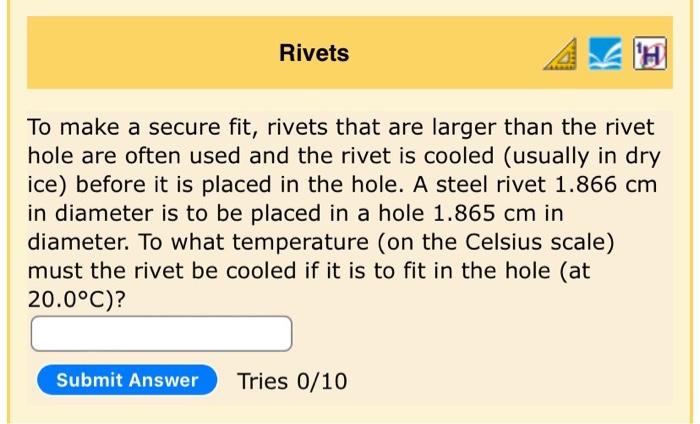 Solved Rivets 'H To make a secure fit, rivets that are | Chegg.com