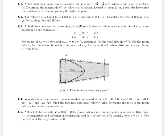 Solved Q1. A flow field for a liquid can be described by V = | Chegg.com