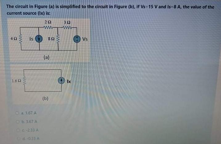 Solved The circuit in Figure (a) is simplified to the | Chegg.com