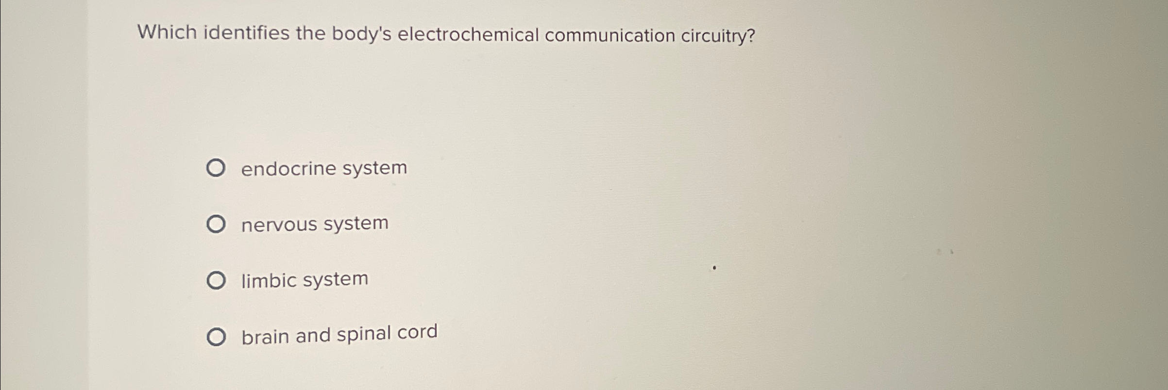 Solved Which identifies the body's electrochemical