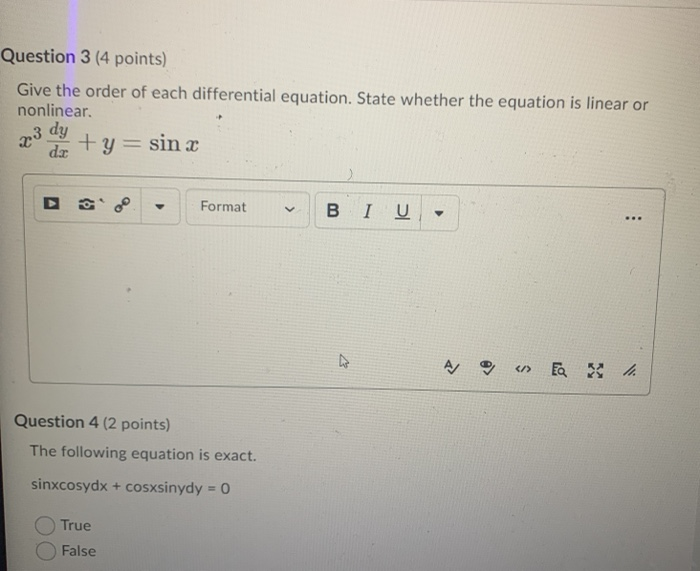 Solved Question 3 (4 points) Give the order of each | Chegg.com