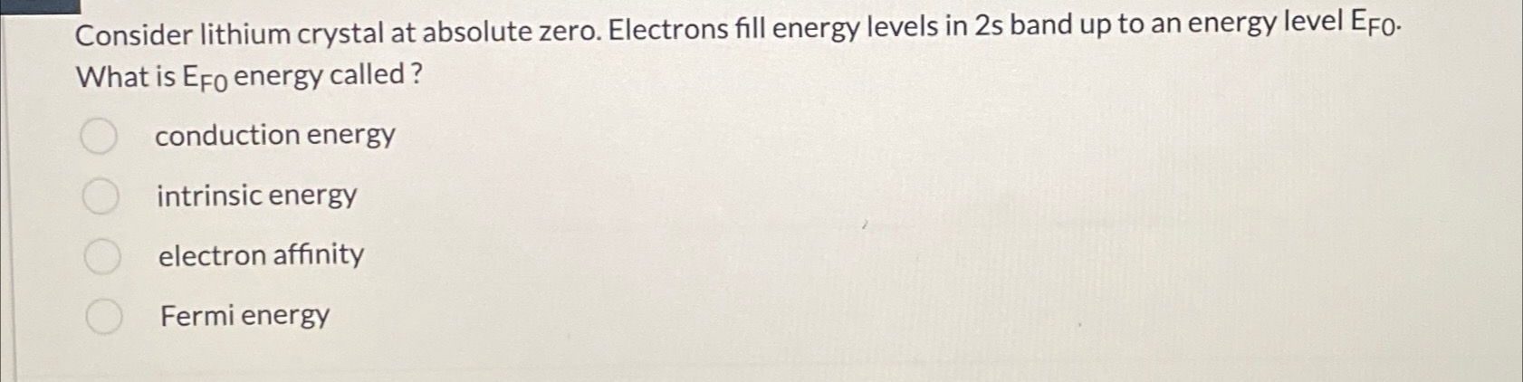 Solved Consider lithium crystal at absolute zero. Electrons | Chegg.com