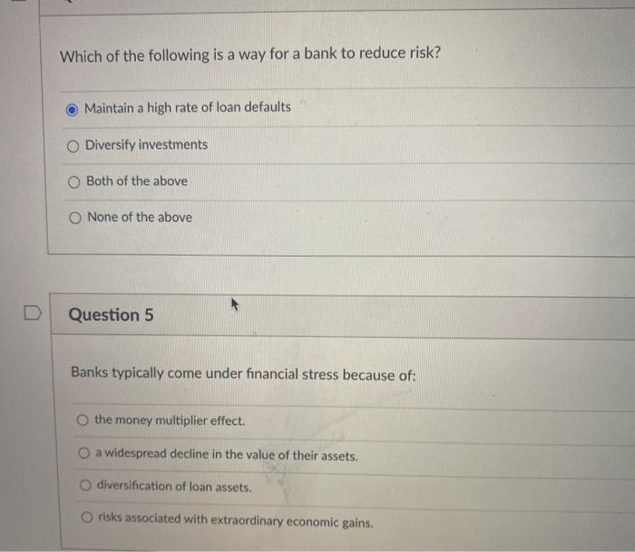 Solved Which of the following is a way for a bank to reduce | Chegg.com