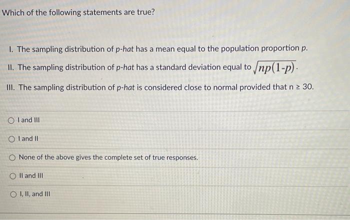 The Sampling Distribution of P-hat, The Sample Proportion