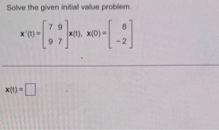 Solved Solve the given initial value problem. | Chegg.com